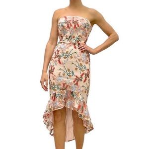 Sam Edelman Sz 14 Bouquet Embroidered strapless floral pink dress stunning NWT